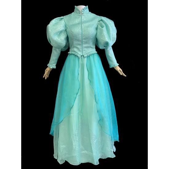 J178 Ariel teal sequins gown park version with swarovski brooch green version