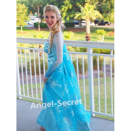 J888 Movies Frozen Snow Queen Elsa Cosplay Costume top palace dress tailor made