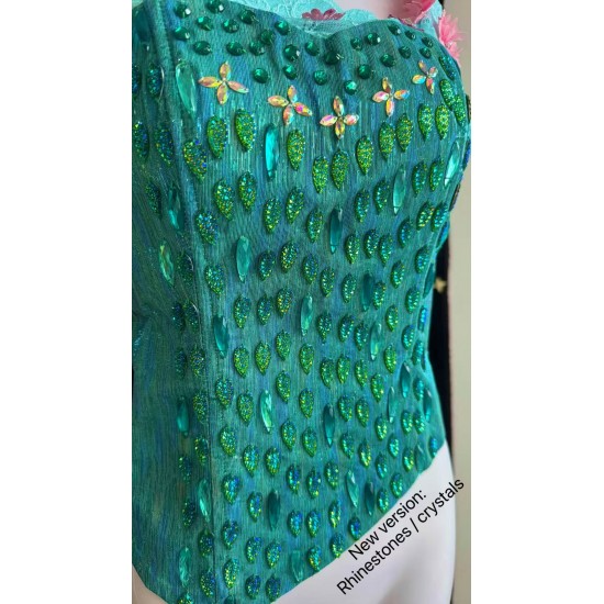 J929 spring FROZEN FEVER ELSA green dress whole set 2.6 meter cape adult women