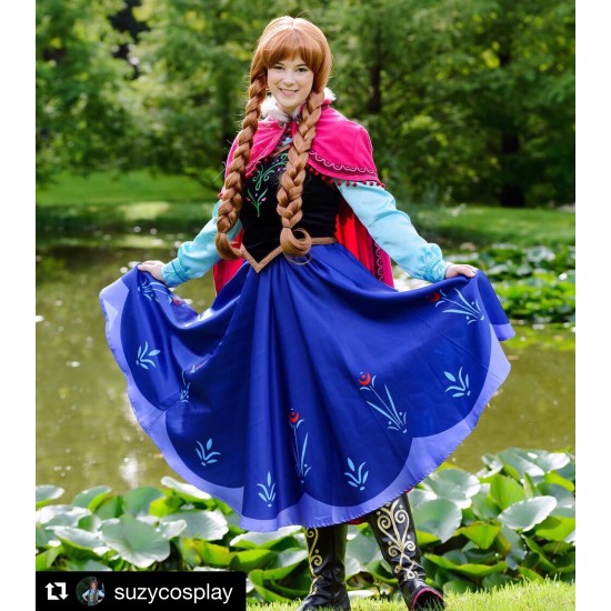 N78 Movies princess ANNA Cosplay Costume Dress tailor made kid adult with  360 full skirt