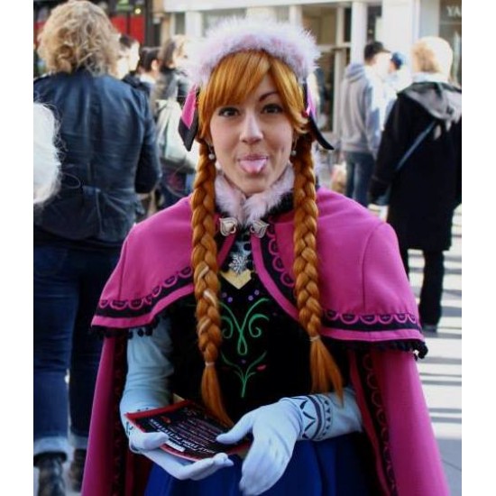 N787 Movies Frozen princess ANNA Cosplay Costume Dress tailor made kid adult with stretch shirt