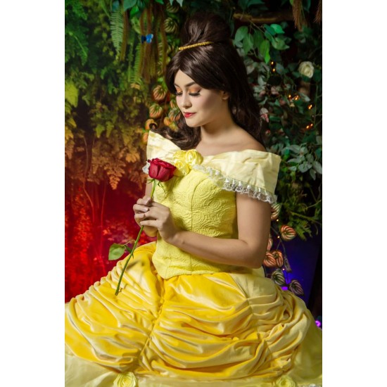 P106 COSPLAY beauty and beast princess belle Costume tailor made puffy version