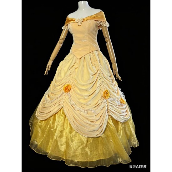 P114 Belle Ball Gown Cosplay Costume Inspired by Beauty and the Beast