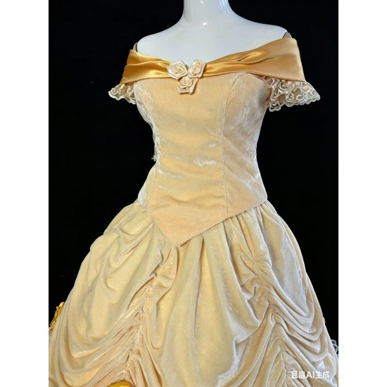 P114 Belle Ball Gown Cosplay Costume Inspired by Beauty and the Beast