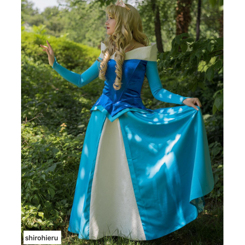 P240 COSPLAY pink blue Dress Princess sleeping beauty Costume Aurora women