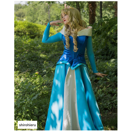 P440 Cosplay Dress Princess Sleeping Beauty Blue Costume Aurora Women Adult Park 4193