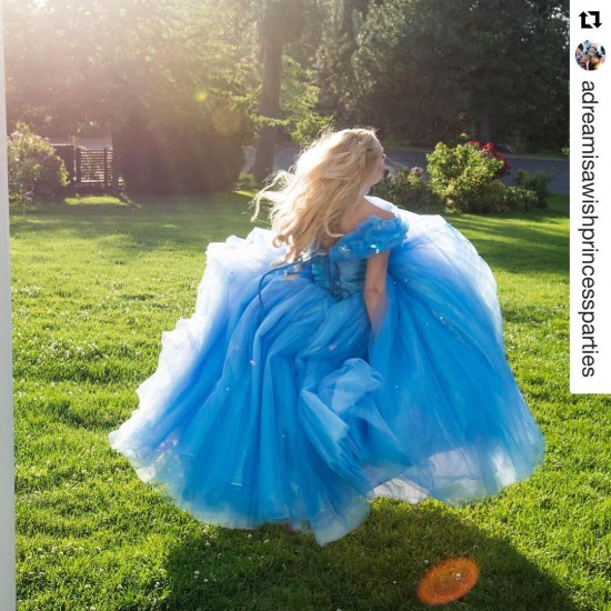 Cinderella Blue Ball Gown Prom Dress With Puff Sleeves For Quinceanera  Wholesale #T69528 - GemGrace.com