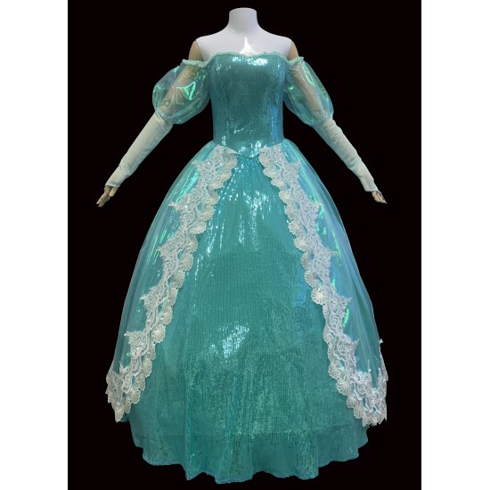 P157 New Little Mermaid Aqua Custom gown princess Ariel teal sequins shel