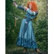 p166 women Merida gown Movies Cosplay Costume dress brave 2012 velvet with printing come with belt buckle sash