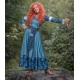 p166 women Merida gown Movies Cosplay Costume dress brave 2012 velvet with printing come with belt buckle sash