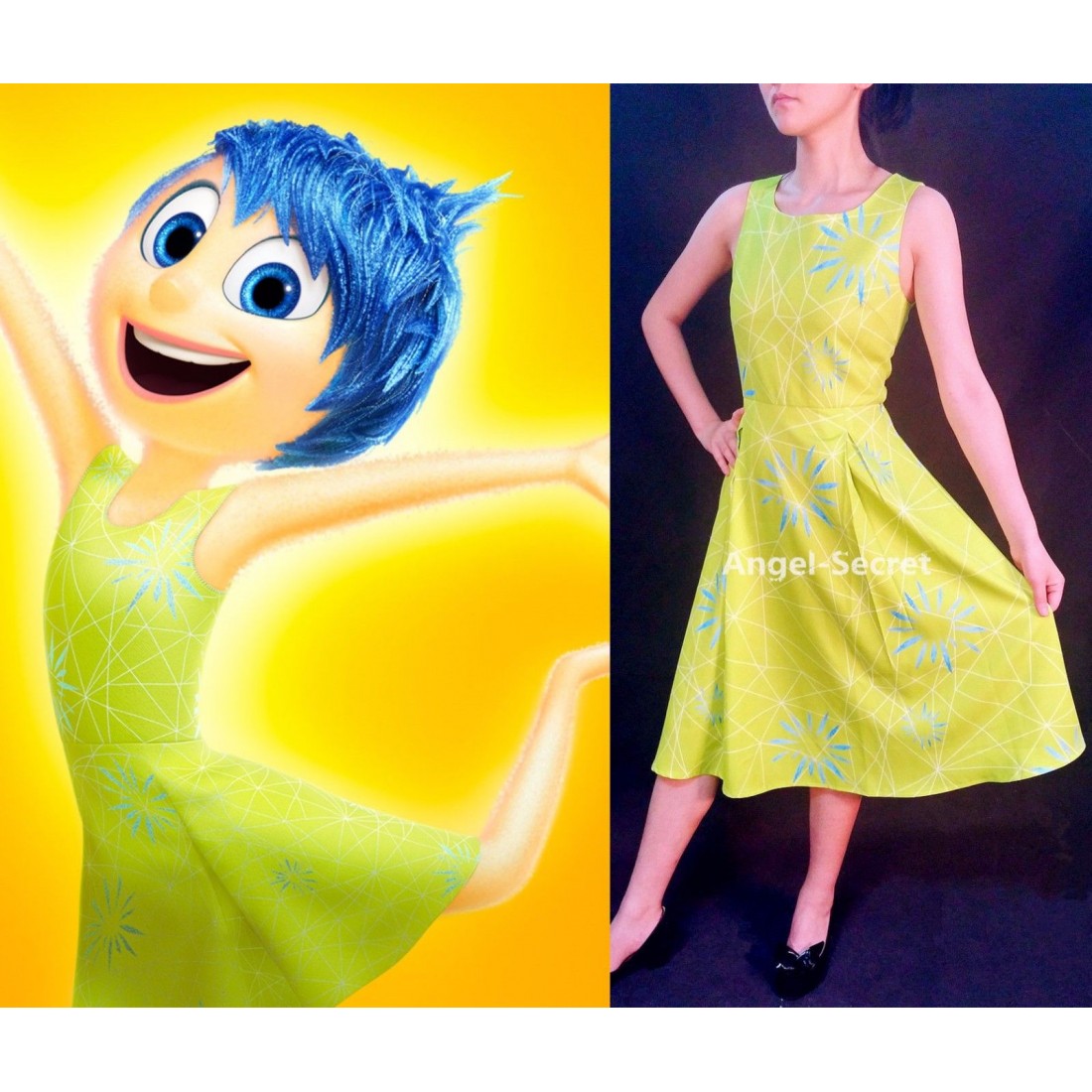 p168 women inside out movie cosplay joy costume dress adult or kid.