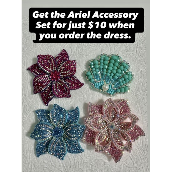 P178 Ariel teal sequins gown park version with swarovski brooch green version