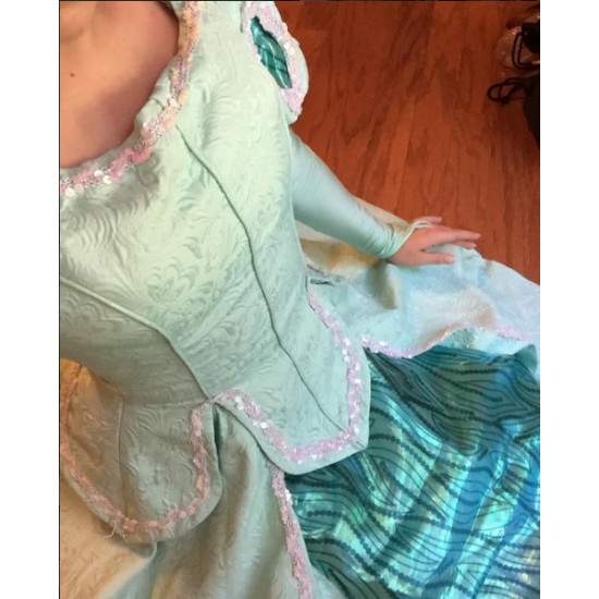 P290 Movies Cosplay Costume movie teal Ariel princess dress with sequins green