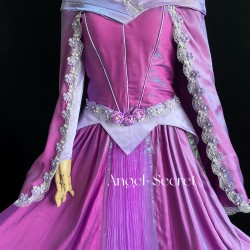 P360 COSPLAY Dress Princess sleeping beauty pink Costume Aurora women adult park Halloween 