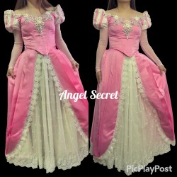 P375 Ariel mermaid Cosplay Costume Dress tailor made women princess pink gown