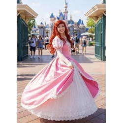 P375 Ariel mermaid Cosplay Costume Dress tailor made women princess pink gown