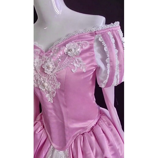 P385 Ariel mermaid Cosplay Costume Dress tailor made women princess pink gown