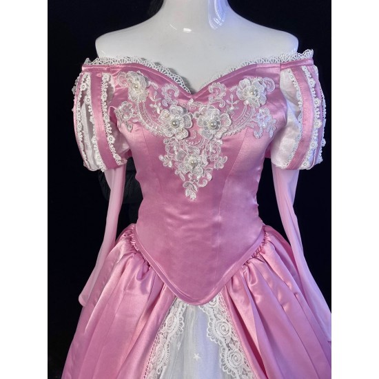 P385 Ariel mermaid Cosplay Costume Dress tailor made women princess pink gown