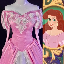 P385 Ariel mermaid Cosplay Costume Dress tailor made women princess pink gown