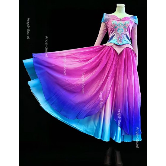 p399 COSPLAY Dress Princess sleeping beauty pink Costume Aurora women adult park Halloween 