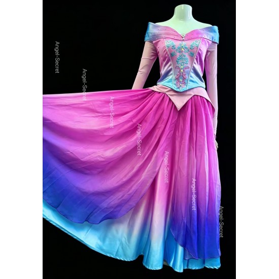 p399 COSPLAY Dress Princess sleeping beauty pink Costume Aurora women adult park Halloween 