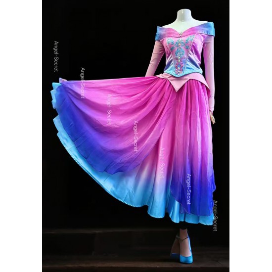 p399 COSPLAY Dress Princess sleeping beauty pink Costume Aurora women adult park Halloween 