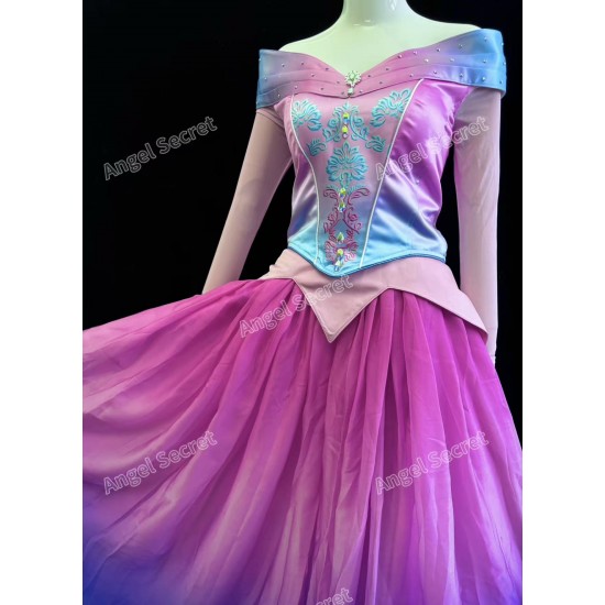 p399 COSPLAY Dress Princess sleeping beauty pink Costume Aurora women adult park Halloween 