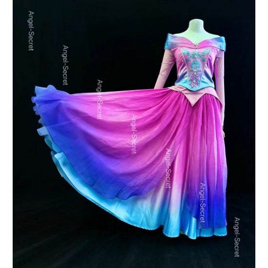 p399 COSPLAY Dress Princess sleeping beauty pink Costume Aurora women adult park Halloween 