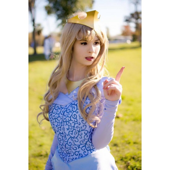 P440 COSPLAY Dress Princess sleeping beauty BLUE Costume Aurora women adult park