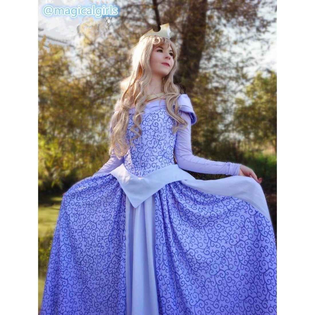P440 Cosplay Dress Princess Sleeping Beauty Blue Costume Aurora Women Adult Park 