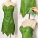 P656 Green Tinkerbell flannel leaf print dress Costume custom made women adult