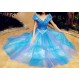 P243 Movies Cosplay Costume Cinderella 2015 Ella blue dress princess iridescent