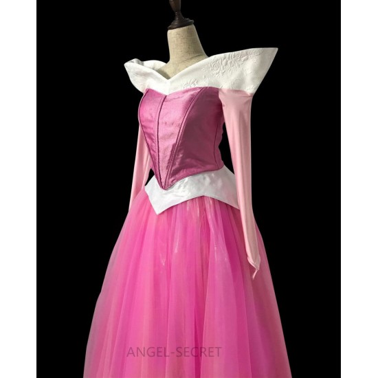 P945 COSPLAY iridescent PINK Dress Princess sleeping beauty Costume Aurora women