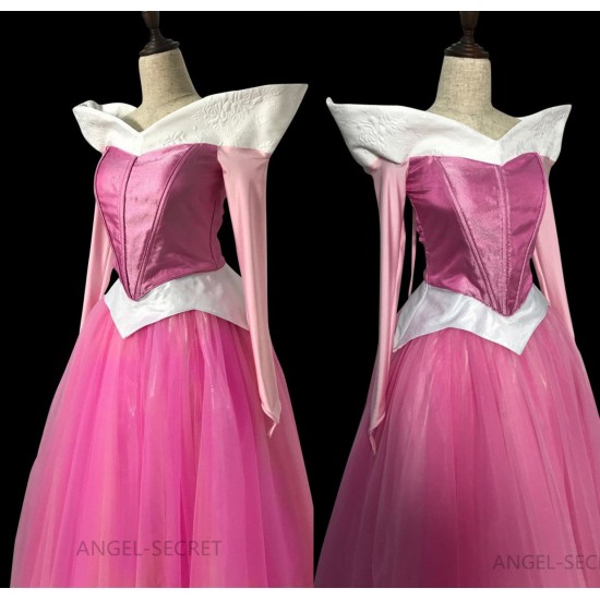 P945 COSPLAY iridescent PINK Dress Princess sleeping beauty Costume Aurora women