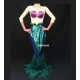 P141 high Waist Green sequins Mermaid Skirt Fish Ariel tail Costume sea plant