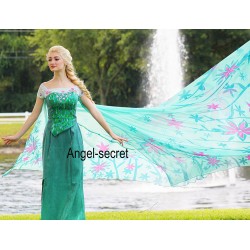 J929NC new FROZEN FEVER ELSA green dress  without cape