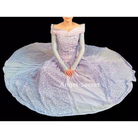 P440 COSPLAY Dress Princess sleeping beauty BLUE Costume Aurora women adult park