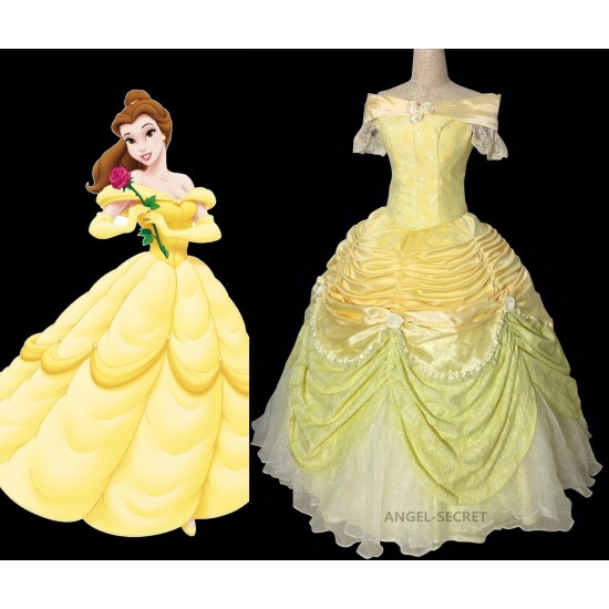 P102 COSPLAY beauty and beast princess belle Costume tailor made puffy version