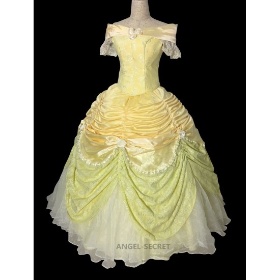 P102 COSPLAY beauty and beast princess belle Costume tailor made puffy version