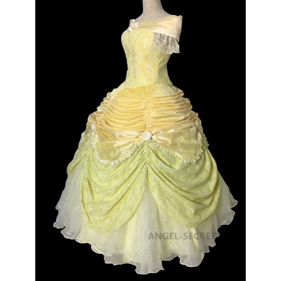 P102 COSPLAY beauty and beast princess belle Costume tailor made puffy version