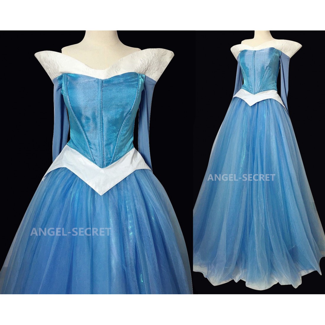 P940 COSPLAY pink blue Dress Princess sleeping beauty Costume Aurora women