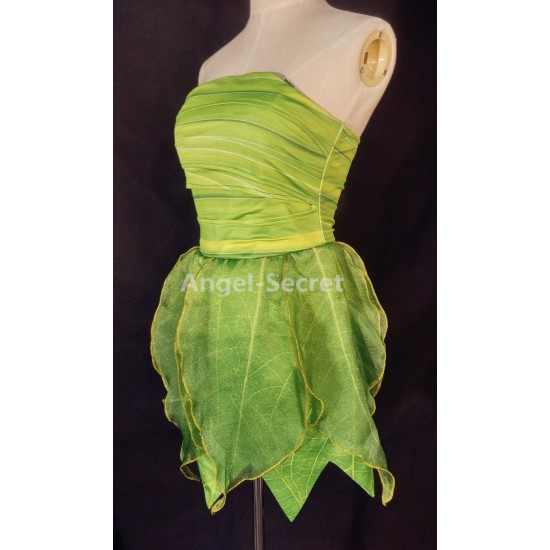 P356 Tinkerbell costume women cosplay leafy print dress