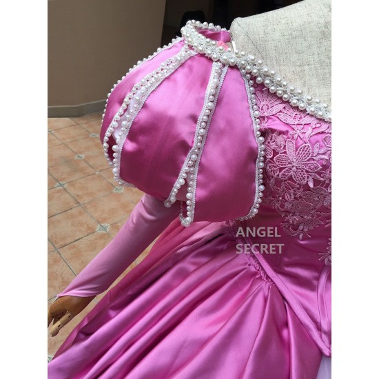 P390  Ariel mermaid Cosplay Costume Dress tailor made women princess pink gown
