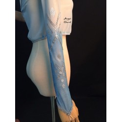 TOP5 mesh top with rhinestone two tone sleeves for Elsa shirt cosplay